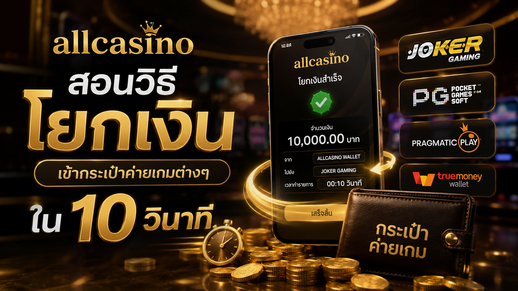 allcasino วิธีโยกเงินเข้ากระเป๋าค่ายเกมต่างๆ ภายใน 10 วินาที พร้อมสอนใช้งานระบบใหม่ปี 2026